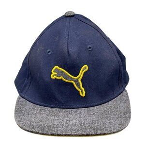 puma baseball hat youth blue gray yellow outline puma adjustable closer READ
